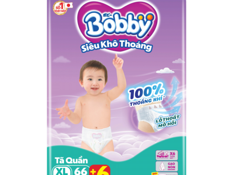 Tã quần Bobby size XL, 66 miếng + 6 miếng