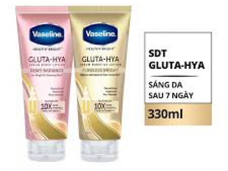 Combo Sữa Dưỡng Thể Vaseline Sáng Mịn Da Ngày & Đêm 330mlx2 Gluta-Hya Serum Burst UV Lotion Flawless Bright & Dewy Radiance