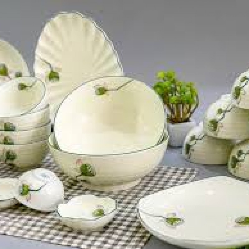 Bộ bát đĩa Bát Tràng vẽ tay nhụy sen 28 món