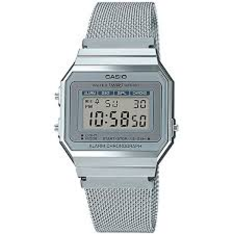 Đồng Hồ Casio Dây Kim Loại - Mặt Vuông Điển Tử Cổ Điển - Chống Nước