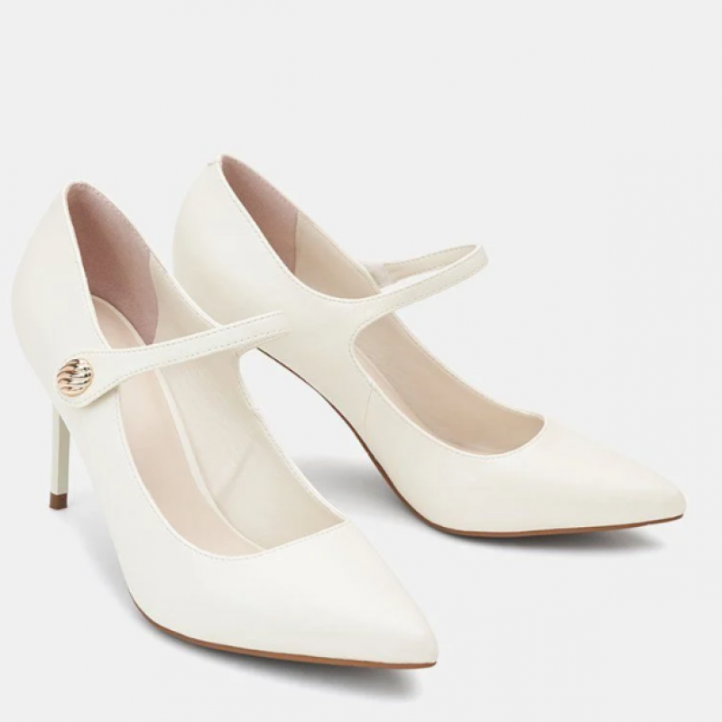 Giày Cao Gót Maryjane Phối Khóa Trang Trí